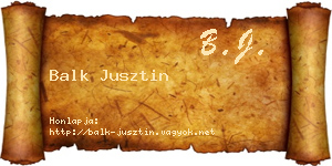 Balk Jusztin névjegykártya